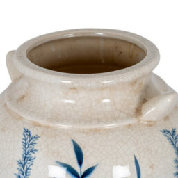 Hill Interiors Blue Flora Amphora Vase - Ceramic - L31 X W31 X H34 Cm - White - thumbnail 3