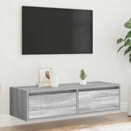 Berkfield Durable Tv Cabinet With Led Lights Grey Sonoma 100X35.5X25 Cm - thumbnail 4