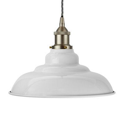 Pale Grey St Edmund's Painted Dome Pendant Light With Brushed Chrome Lamp Holder And Grey Twisted Cable - Se Home - image 1