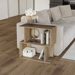 Urbn-Living Urbnliving 60Cm Width Oak 2-Tier Bookcase Irregular Storage Shelf Wooden Shelving Display Organiser Unit
