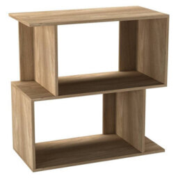 Urbn-Living Urbnliving 60Cm Width Oak 2-Tier Bookcase Irregular Storage Shelf Wooden Shelving Display Organiser Unit - thumbnail 3