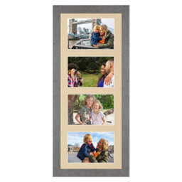 AK Frames 50X20Cm Marble Grey Modern Multi Photo Frame With Ivory Mount - Holds 4 Apertures (4X) 6X4 Photos