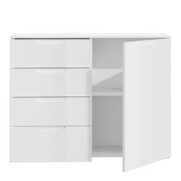 Sienna 4 Chest Of Drawers 1 Door In White/white High Gloss - thumbnail 3