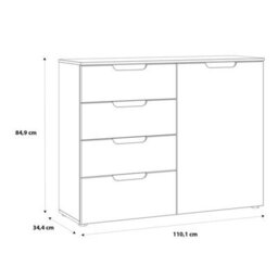 Sienna 4 Chest Of Drawers 1 Door In White/white High Gloss - thumbnail 9