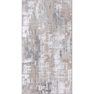 Livabliss Lustro-Abstract Beige Grey Off-White Modern Marble Living Dining Bedroom Rug 80 X 150 Cm Easy Care, Non Shedding - image 1