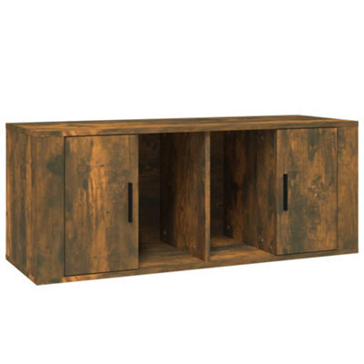 Berkfield Sturdy Tv Cabinet Smoked Oak 100X35X40 Cm Engineered Wood - image 1