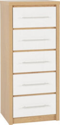 Seconique Seville 5 Drawer Chest Oak And White - thumbnail 2
