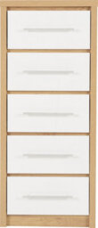 Seconique Seville 5 Drawer Chest Oak And White - thumbnail 4