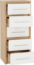 Seconique Seville 5 Drawer Chest Oak And White - thumbnail 3