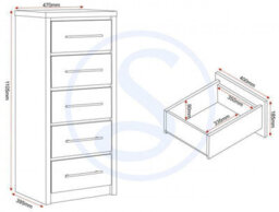 Seconique Seville 5 Drawer Chest Oak And White - thumbnail 8