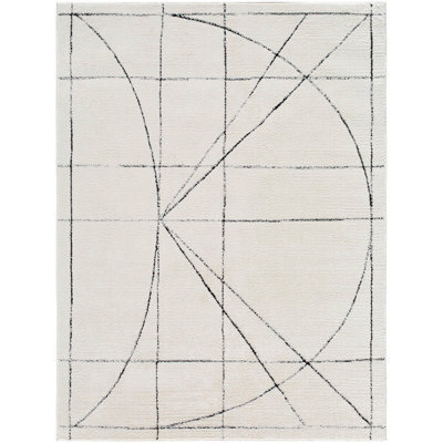 Livabliss Galey Alix Architect-Modern Ivory Black Graphic High Pile Living Dining Bedroom Rug 200 X 275 Cm Easy Care, Non Shedding - image 1