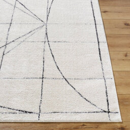 Livabliss Galey Alix Architect-Modern Ivory Black Graphic High Pile Living Dining Bedroom Rug 200 X 275 Cm Easy Care, Non Shedding - thumbnail 5