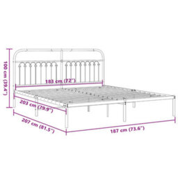 Berkfield Metal Bed Frame Without Mattress With Headboard Black 183X203Cm - thumbnail 8