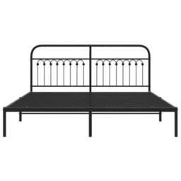 Berkfield Metal Bed Frame Without Mattress With Headboard Black 183X203Cm - thumbnail 4