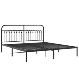 Berkfield Metal Bed Frame Without Mattress With Headboard Black 183X203Cm - thumbnail 3