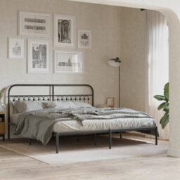 Berkfield Metal Bed Frame Without Mattress With Headboard Black 183X203Cm - thumbnail 1