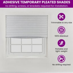 Furnished Stick On Blackout Blinds - No Drill Pleated Shades, Removable Blockout Shutters, White (W)85Cm X (L)210Cm - thumbnail 2