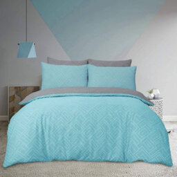 Gr8 Home Sleepdown Square Dot Geo Grey Geometric Reversible Duvet Set Quilt Cover Bedding Super King - thumbnail 2