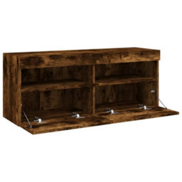 Berkfield Durable Tv Wall Cabinet With Led Lights Smoked Oak 100X30X40 Cm - thumbnail 8