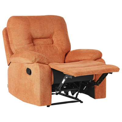 Beliani Recliner Chair Bergen With Footrest Fabric Orange - image 1