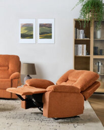 Beliani Recliner Chair Bergen With Footrest Fabric Orange - thumbnail 2
