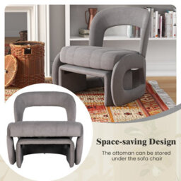 Costway Accent Chair With Ottoman Upholstered Velvet Single Sofa Chair Armchair - thumbnail 7