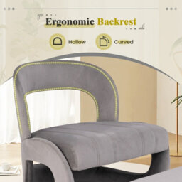 Costway Accent Chair With Ottoman Upholstered Velvet Single Sofa Chair Armchair - thumbnail 4