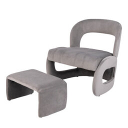 Costway Accent Chair With Ottoman Upholstered Velvet Single Sofa Chair Armchair - thumbnail 2