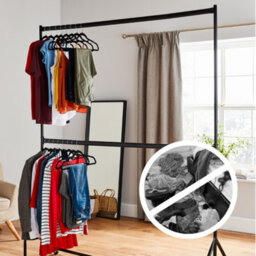 House Of Home 6Ft Long X 7Ft Two Tier Heavy Duty Clothes Rail Garment Hanging Rack In Black - thumbnail 6