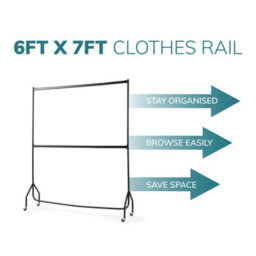 House Of Home 6Ft Long X 7Ft Two Tier Heavy Duty Clothes Rail Garment Hanging Rack In Black - thumbnail 5