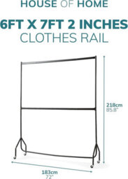 House Of Home 6Ft Long X 7Ft Two Tier Heavy Duty Clothes Rail Garment Hanging Rack In Black - thumbnail 2