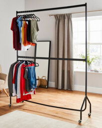 House Of Home 6Ft Long X 7Ft Two Tier Heavy Duty Clothes Rail Garment Hanging Rack In Black - thumbnail 1