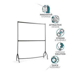 House Of Home 6Ft Long X 7Ft Two Tier Heavy Duty Clothes Rail Garment Hanging Rack In Black - thumbnail 4