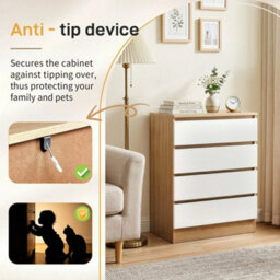 4 Drawer Chest Of Drawers Modern Bedroom Furniture Scandinavian Style Matt White - thumbnail 4