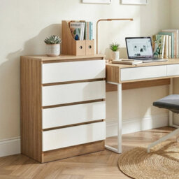 4 Drawer Chest Of Drawers Modern Bedroom Furniture Scandinavian Style Matt White - thumbnail 5
