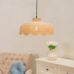 Valuelights Nevaeh Rattan Wicker Scallop Easy Fit Ceiling Light Shade (D)38Cm - thumbnail 2