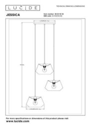 Lucide Jessica Pendant Light Diameter 35.5Cm 3Xe27 - Black - thumbnail 6