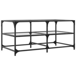 Walplus Coffee Table With Transparent Glass Top 98.5X50X45 Cm Steel - thumbnail 6