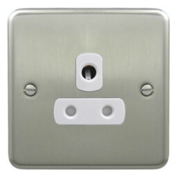 Deta 1928Scw Round Pin Unswitched Socket 5 Amp Satin Chrome / White Insert