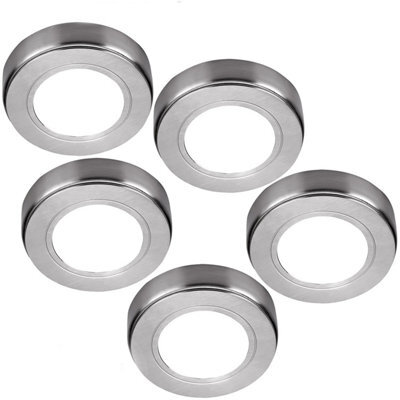 Brushed Nickel Led Under Cabinet Lighting Kit - 5 Pack - Natural White - 240V Mains Powered - image 1
