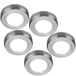 Brushed Nickel Led Under Cabinet Lighting Kit - 5 Pack - Natural White - 240V Mains Powered