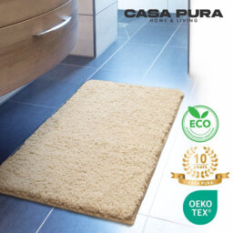 Floordirekt Sky Microfibre Bath Mat Soft 30mm Pile Non Slip Washable Bathroom Rug Beige 95 X 95 X 2 Cm - thumbnail 3
