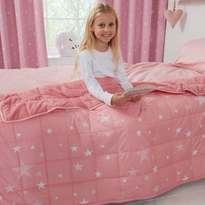 Ohs Star Teddy Fleece Weighted Blanket - Blush, 100 X 150Cm - 3Kg - image 1
