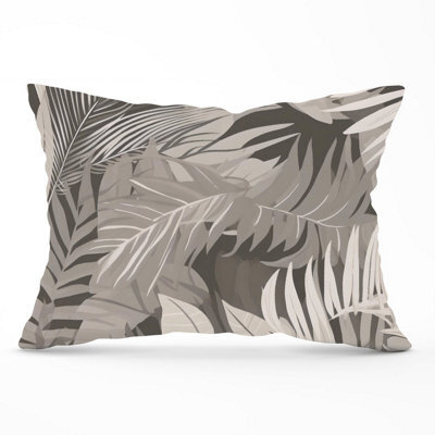 Warren Reed Designer Grey Brown Tropical Leaves Cushions 33Cm X 48Cm