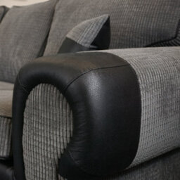 Furnishings For Less UK Portland Fabric Sofa Suite Rolled Arms 3 Seater And 2 Seater Black And Grey - thumbnail 5