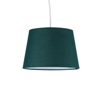First Choice Lighting Dark Green Cotton 23Cm Tapered Cylinder Pendant Or Lamp Shade - image 1