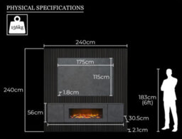 Acantha Orion Xo Electric Floating Media Wall Suite In Slate Effect With Tv Board & Black Oak Wall Panels - thumbnail 7