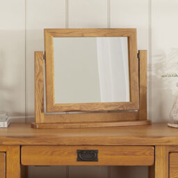 The Furniture Market Rustic Oak Vanity Mirror Adjustable Hinged Dressing Table Mirror Solid Oak Frame With Satin Finish Durable Timeless Country Style - thumbnail 3