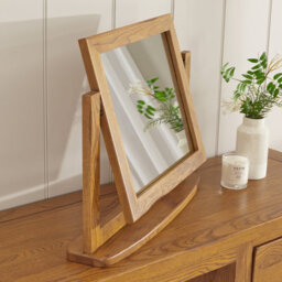 The Furniture Market Rustic Oak Vanity Mirror Adjustable Hinged Dressing Table Mirror Solid Oak Frame With Satin Finish Durable Timeless Country Style - thumbnail 2
