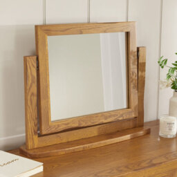 The Furniture Market Rustic Oak Vanity Mirror Adjustable Hinged Dressing Table Mirror Solid Oak Frame With Satin Finish Durable Timeless Country Style